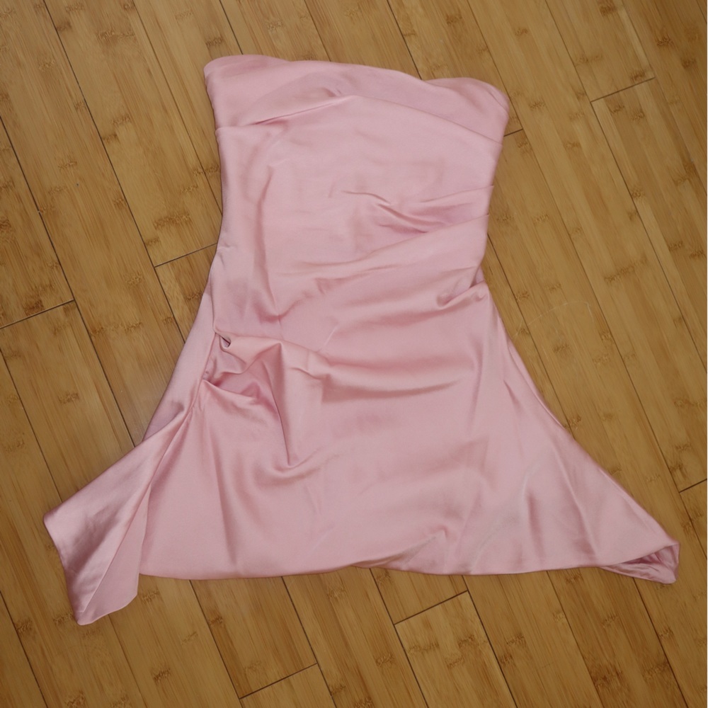 ROSE PINK DRAPED STRAPLESS CORSET DRESS - S